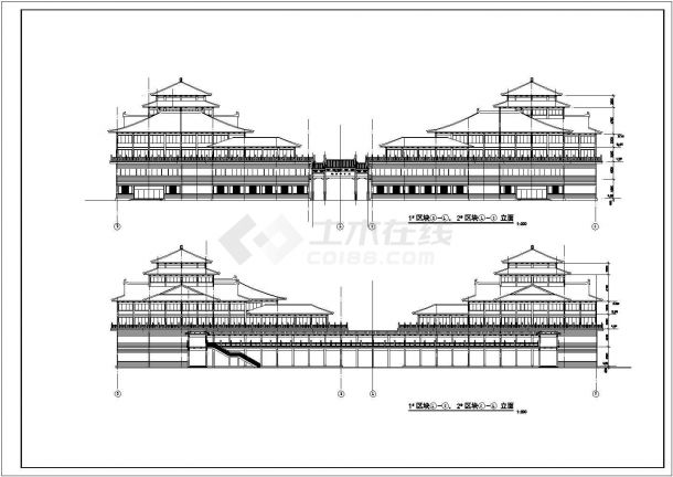 某三层娱乐中心建筑CAD设计图纸（标注详细）-图一
