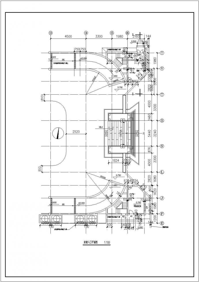 高档宾馆中式古建大门门楼建筑设计施工全套cad平立面布置图纸_图1