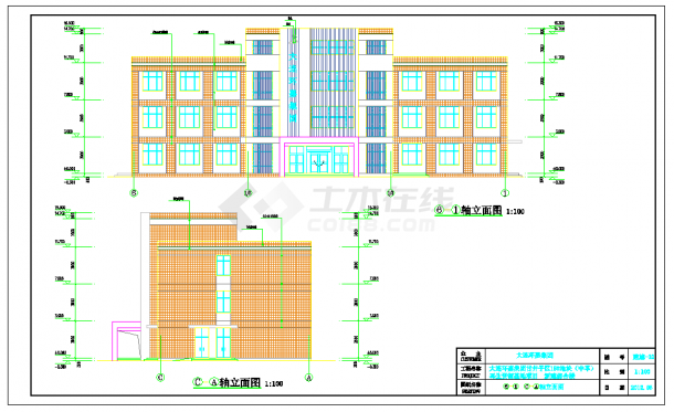 某三层局部四层框架结构综合楼建筑设计cad图纸（含详细设计说明）-图二