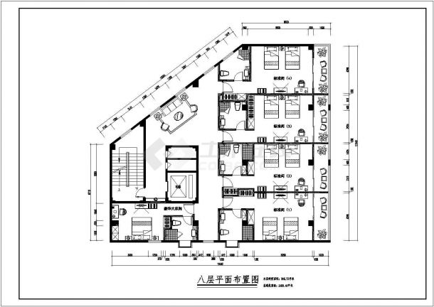 某地小型商务酒店cad施工设计平面图-图一