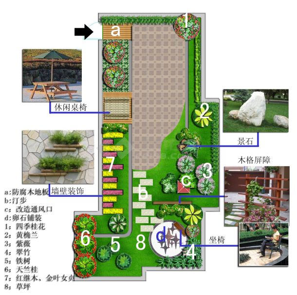 某小户型屋顶花园景观设计平面图-图一