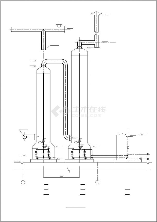 某地区废气洗涤系统流程及配管整套cad设计施工图-图二