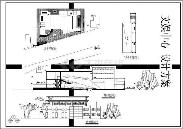 三层影剧院建筑设计图纸（小型的、节点详细）-图二
