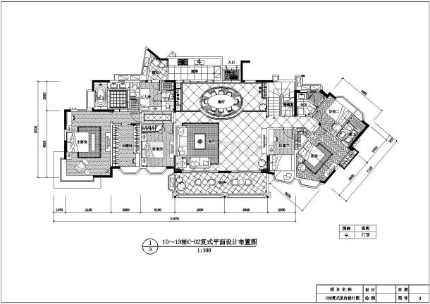 名师设计豪华复式室内精装修CAD施工图-图一