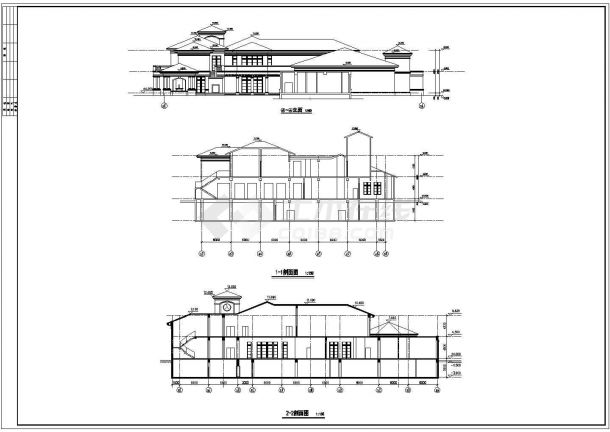 某地二层商业会所工程建筑施工方案图-图二