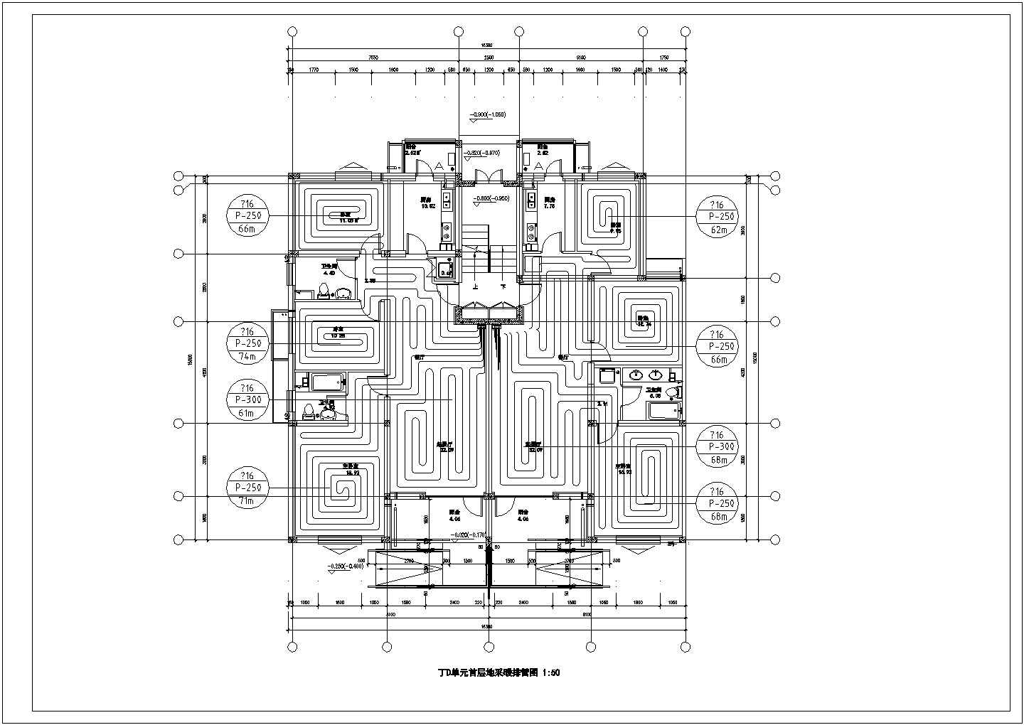 某高层住宅楼地暖设计CAD图纸（含各层地采暖排管图）