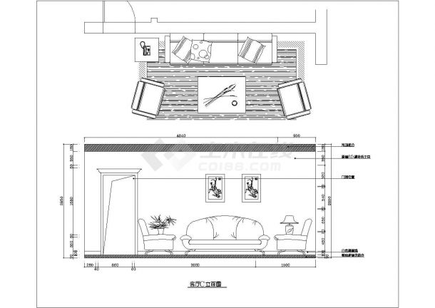 简约现代风格四室两厅室内装修设计CAD施工图-图二