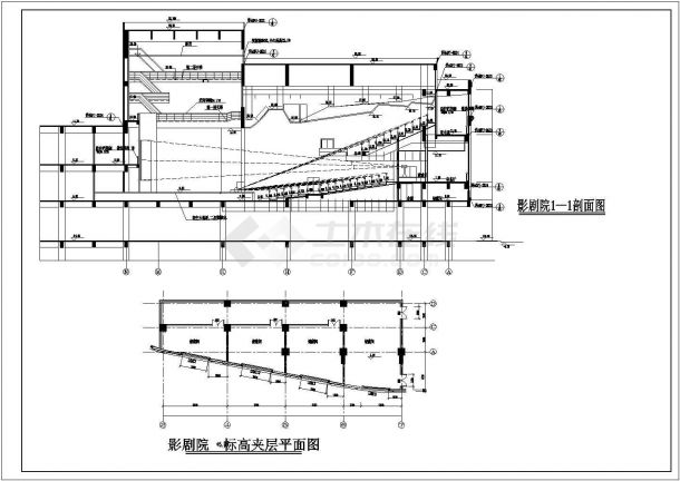 湖南省某城市影剧院CAD建筑施工图-图一