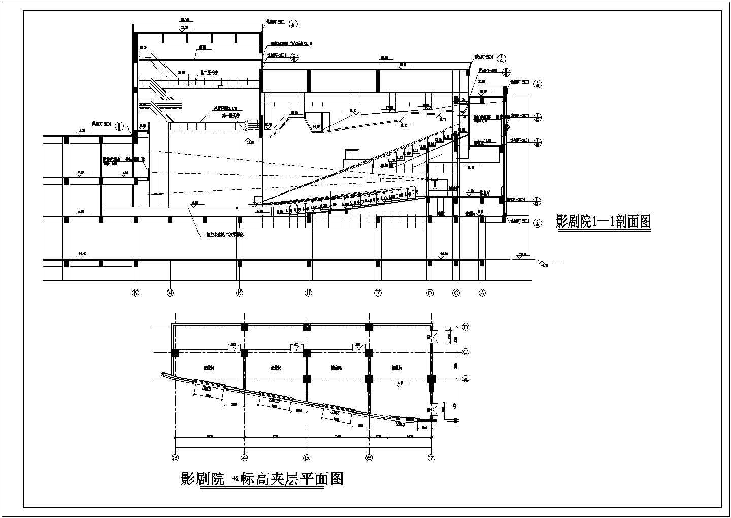 湖南省某城市影剧院CAD建筑施工图