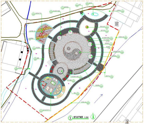三溪乡前光村公园施工CAD设计图-图一