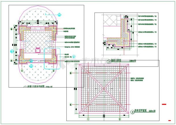 椭圆形小区岗亭施工设计CAD方案图-图一