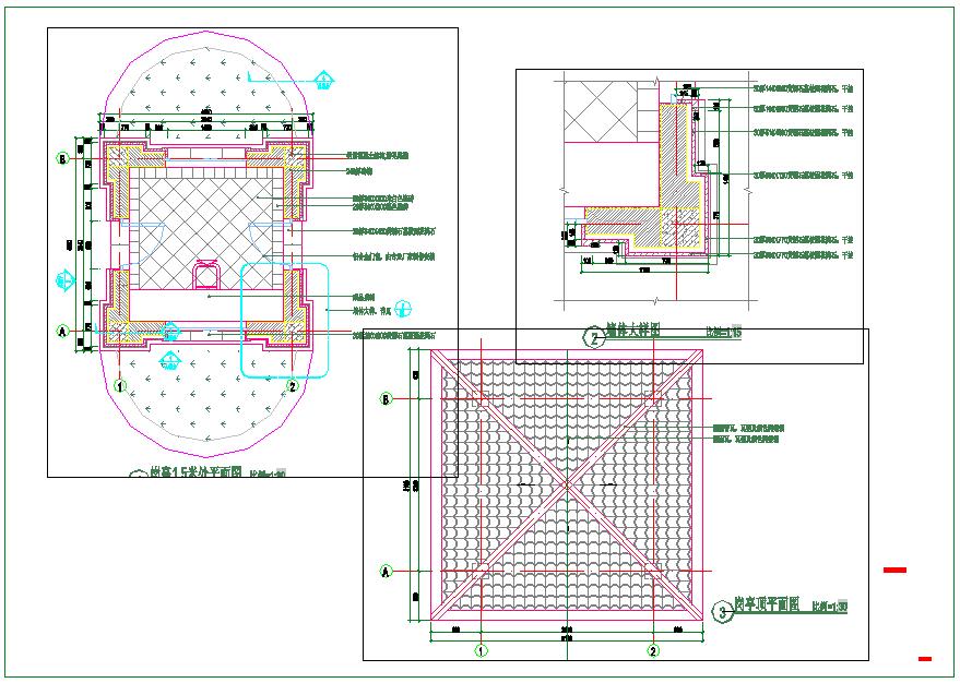 椭圆形小区岗亭施工设计CAD方案图