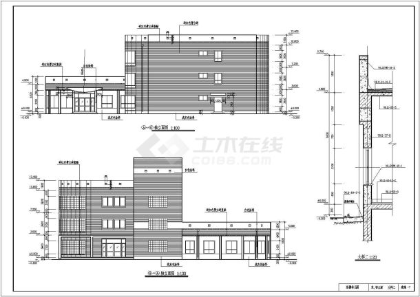 三层框混结构幼儿园建筑设计cad图纸（含工程量计算、建筑、结构图）-图二