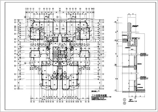 某地区高层综合楼建筑施工CAD图-图二