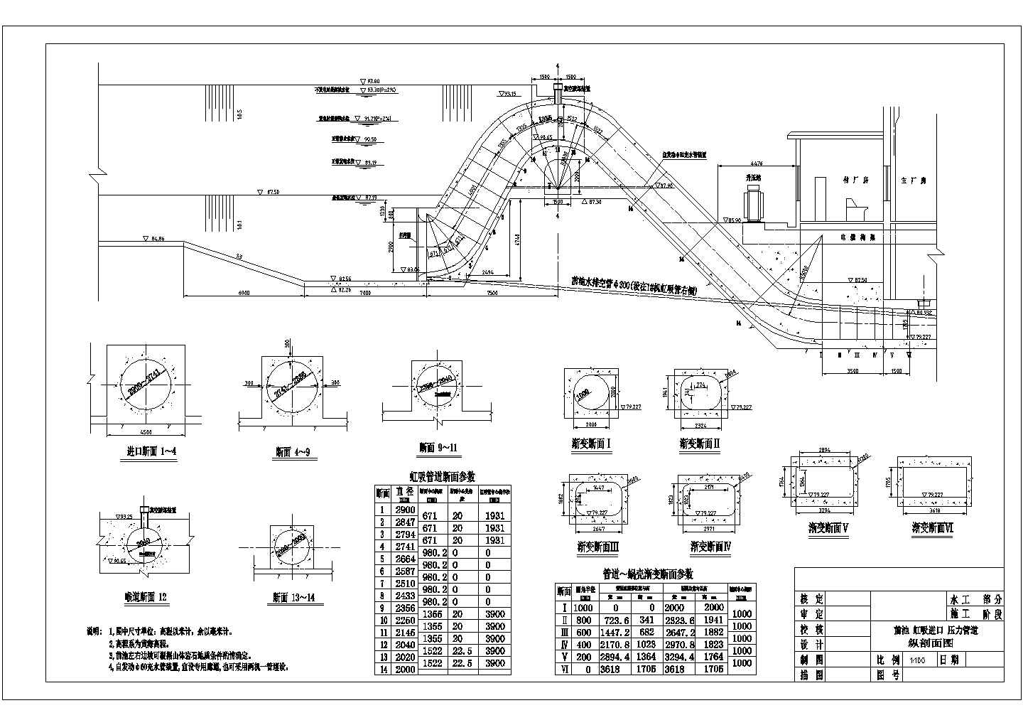 低水头水电站虹吸管设计图（含设计说明）