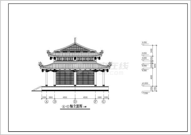 某地龙山寺平建筑设计图（共3张）-图二