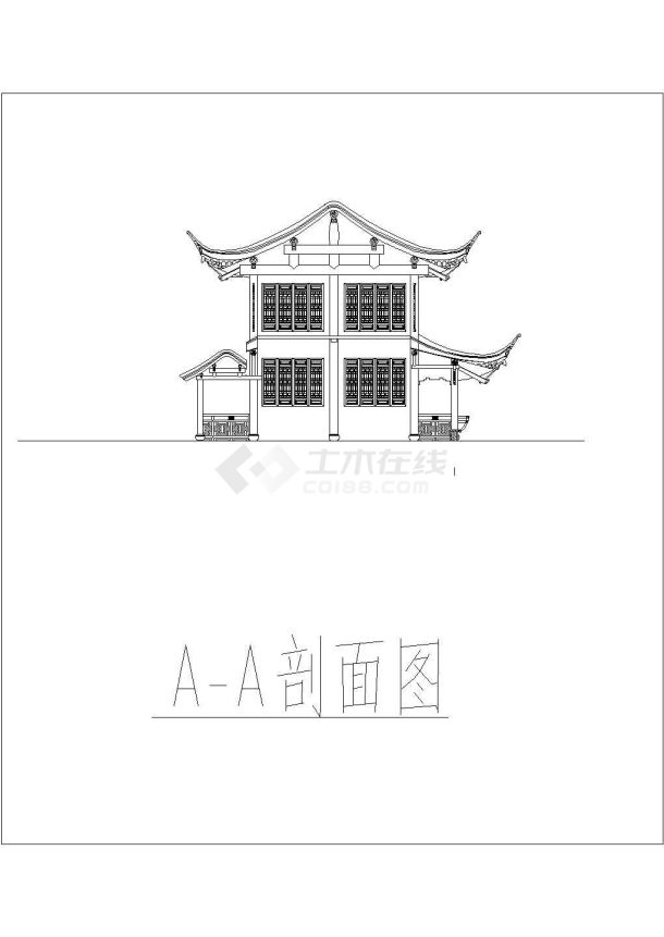 某经典古建筑设计施工图纸（共5张）-图二