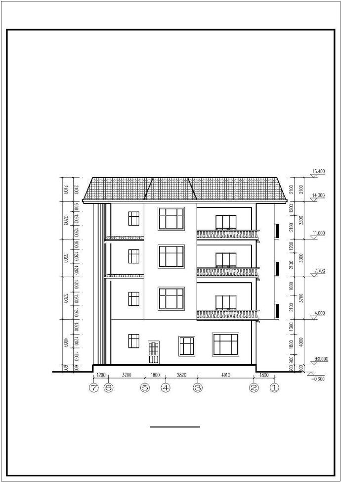 带落地窗气派四层自建房屋详细建筑设计图_图1