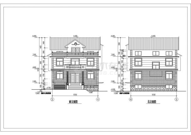 带阁楼三层大方砖混农村房屋详细建筑CAD图纸-图二