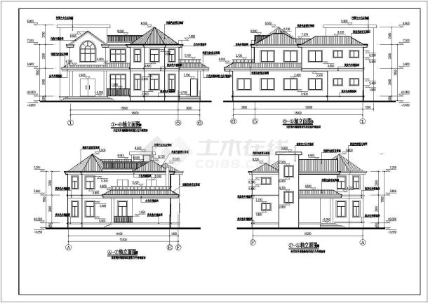 欧式风格二层办公别墅详细建筑施工图-图一