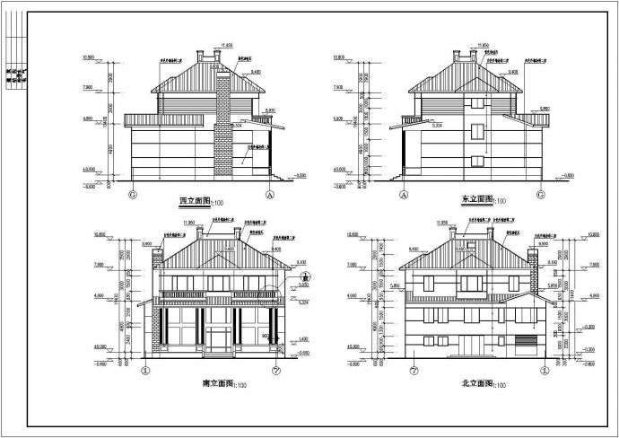 带夹层和阁楼实用中空新农村别墅详细建筑设计图_图1