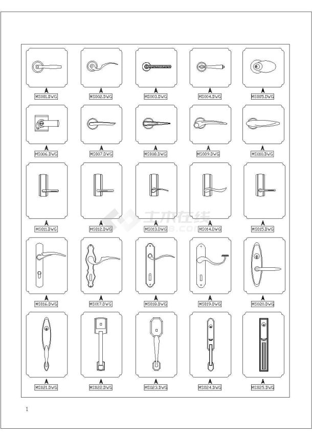 经典家装图块之门式把手设计CAD图纸-图一
