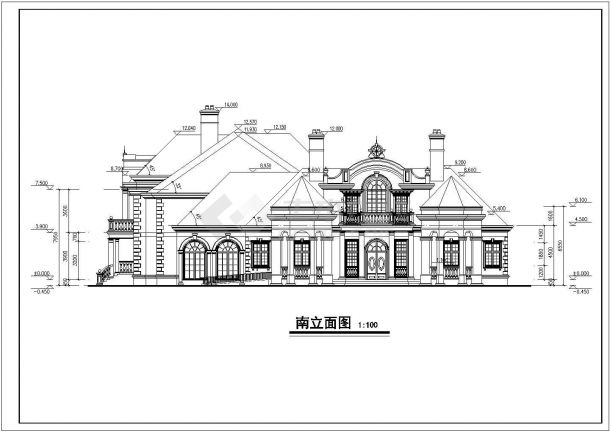 二层法式别墅建筑施工图纸（含效果图、模型）-图二