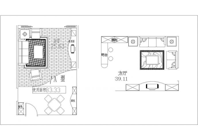 室内家庭装修cad各房间平面施工图_图1