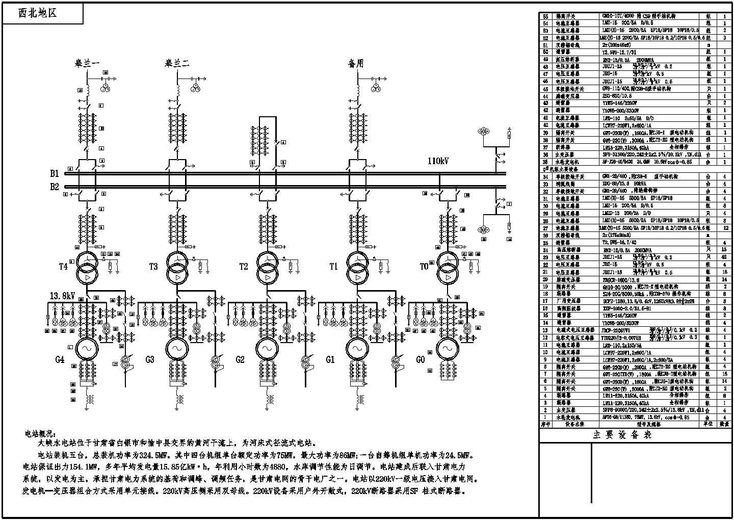 水电站电气主接线4CAD图