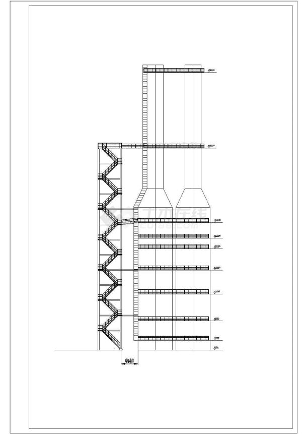 40米高钢制爬梯建筑结构施工图-图一