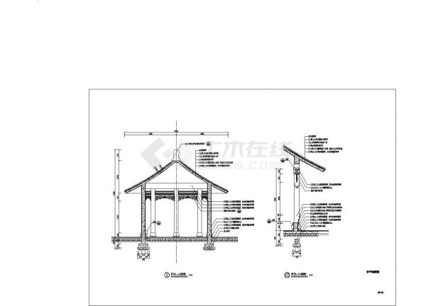 详细中式圆形亭子CAD设计施工图-图二