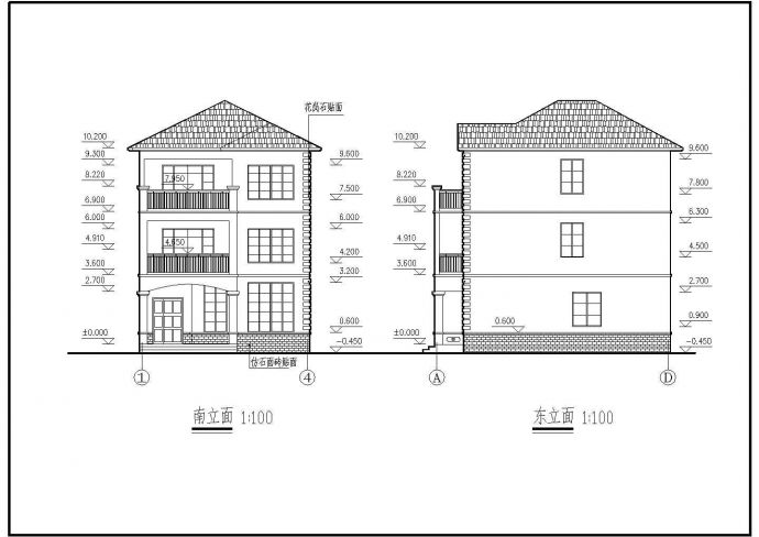 小型实用三层自建房屋详细建筑设计图_图1