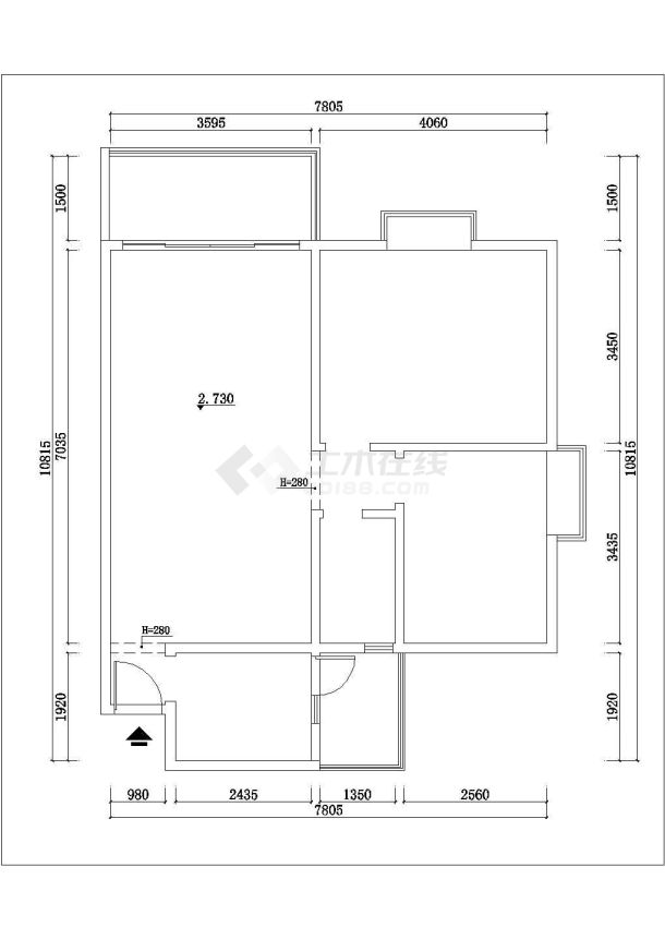 某室内家庭装修cad平面施工方案图-图一