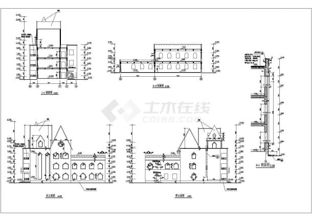 顶尖城堡式幼儿园建筑施工建筑设计图纸-图二