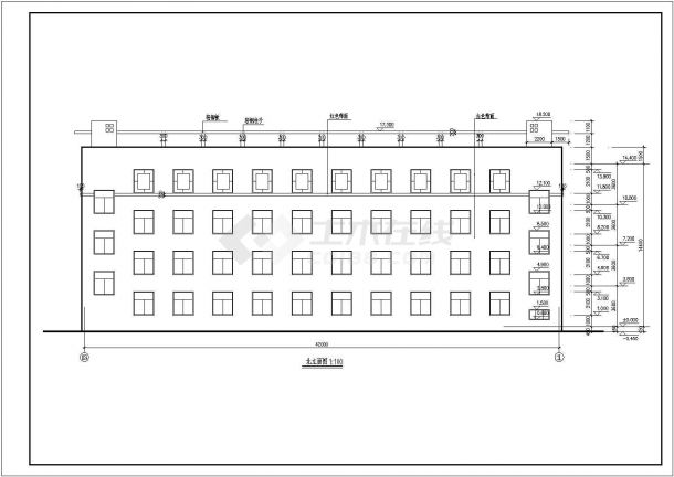 四层砖混结构平屋顶学校综合楼建筑施工图-图二