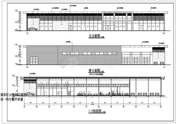 某10000平方米经典二层4S店建筑cad设计图-图二
