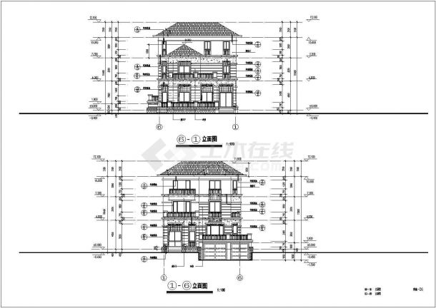 三层带露台独栋经济型别墅详细建筑设计图-图二