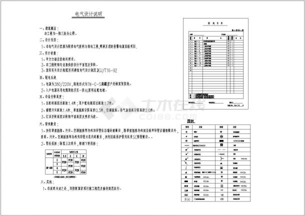 某地区学校部分教室多功能厅电气CAD设计图纸-图一