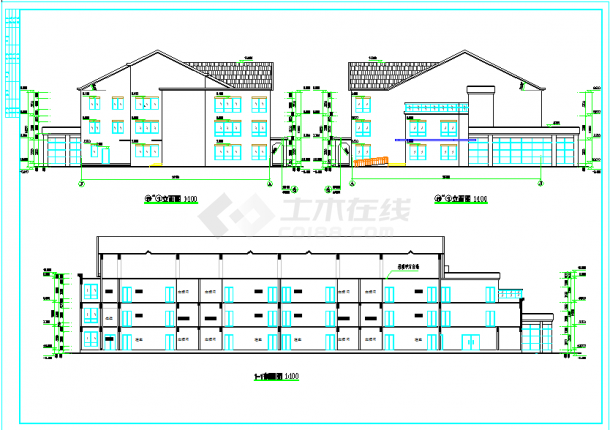 某三层幼儿园九班全套建筑cad设计施工图（含水电暖及效果图）-图二