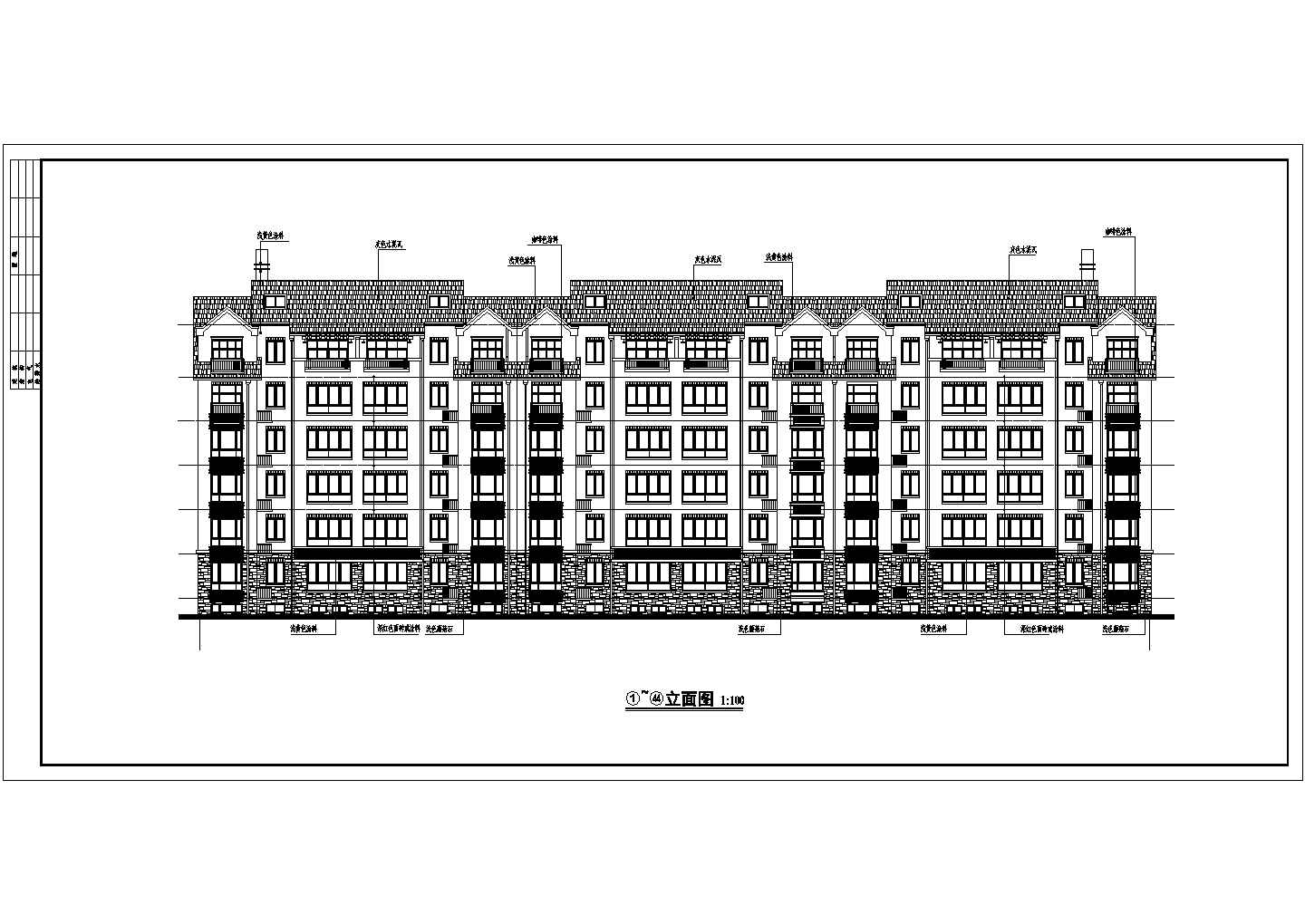 一栋多层英式住宅建筑设计CAD图纸（含效果图）