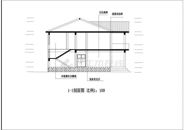 浙江省某城市二层别墅外形设计方案-图一