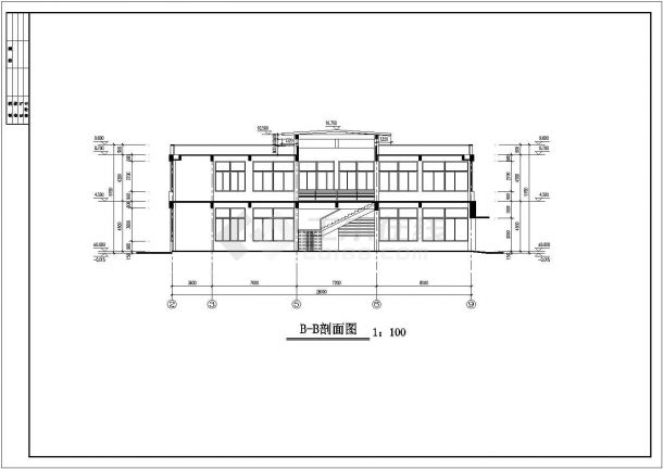 四层框架结构现代风格菜场详细建筑设计施工图-图二