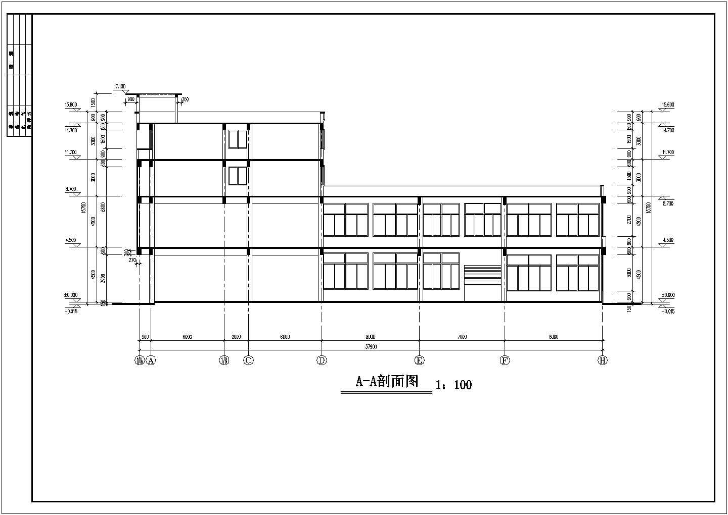 四层框架结构现代风格菜场详细建筑设计施工图