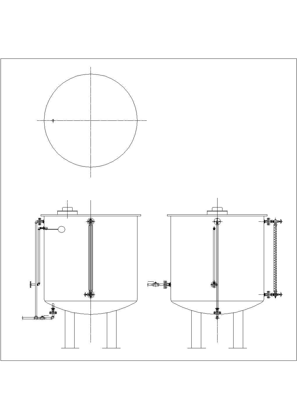 储水桶外形及管路连接示意图