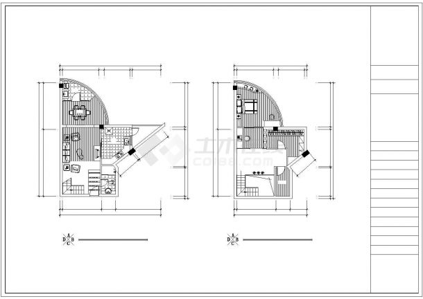 嵊州某地区单身公寓CAD户型设计图纸-图二