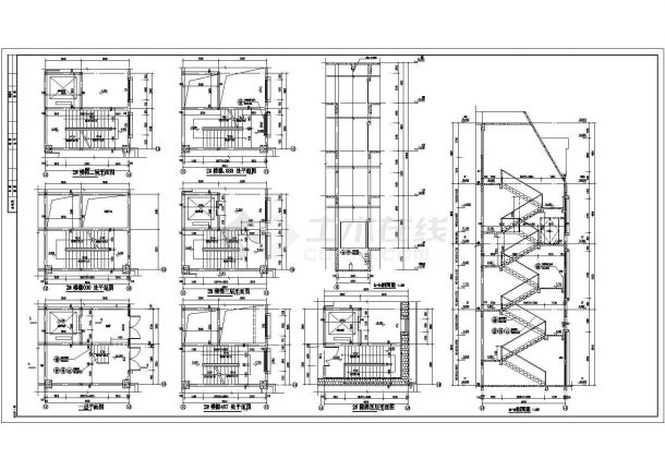 三层欧州风格商业街建筑设计图（含出入口）-图二