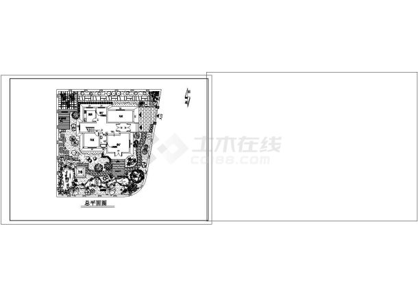 别墅庭院景观设计图纸（包括总平面图）-图一