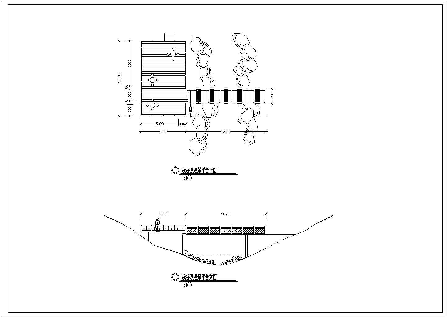 木栈桥做法设计详图（含观景平台）