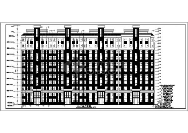 北方三室两厅一卫11层住宅楼建筑施工图纸-图二