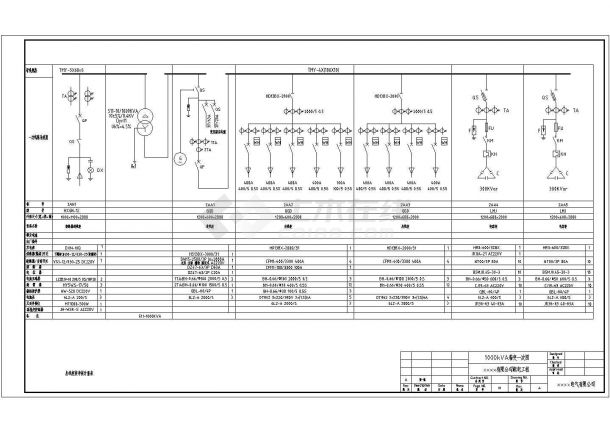 某工程1000KVA箱变电气cad设计详图-图一